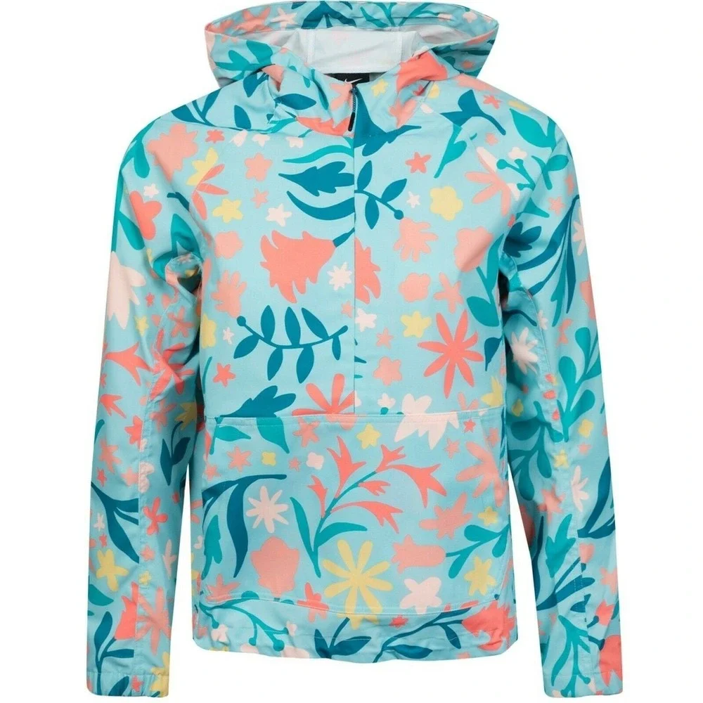 Nike Floral Repel Anorak Packable Jacket Women's XS Blue Pink NWOT